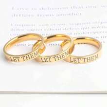 1pc Stainless Steel Inspirational Ring, 1pc "Let Them" Ring - Stainless Steel Engraved Rings, Sister, Best Friend, Self-Worth Motivational Gift - Multicolor - View 3