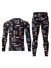 2pcs Men's Thermal Underwear Set, Long Sleeve T-Shirt + Pants, Warm Casual Base Layer For Autumn/Winter
