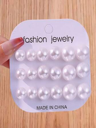 1-9 Pairs Of New Large Pearl Mini Stud Sets