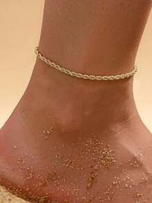 Stainless Steel Golden Twisted Chain Ankle Bracelet Daily Versatile Stacking Accessory