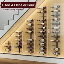 24 Bottles Wall Mounted Wine Rack Detachable Wall Hanging Bottle Holder Use As One Or Four DIY Display Storage Racks For Wine For Restaurant Bar Cellar - Black - View 2