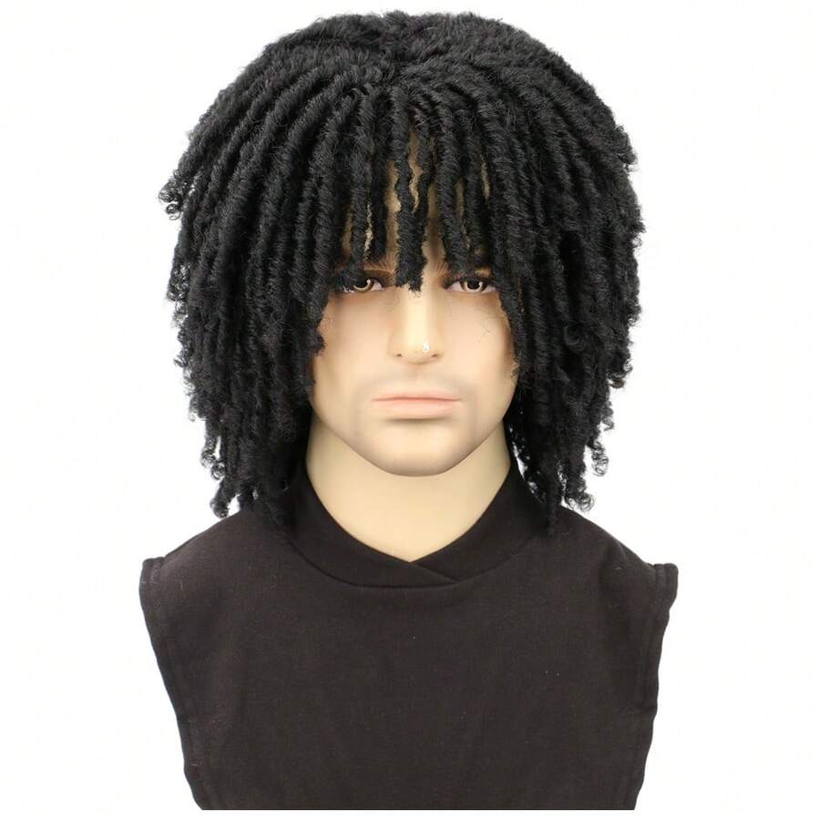 Short Dreadlock Wigs For Man Afro Twist Braided Dreadlocks Wig Synthetic Breathable Faux Locs Braids Curly Wig - 彩色 - 查看 1