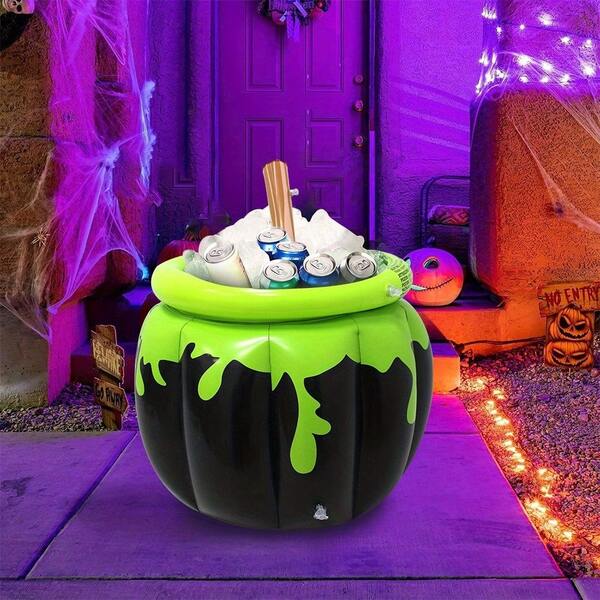1pc Inflatable Ice Bucket For Halloween Party, Halloween Scene Decoration, PVC Beverage Cooler, Witch Stirring Ice Bucket, Halloween Atmosphere Prop, Party & Holiday Gathering Supplies