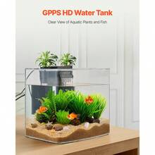 Fish Tank Aquarium, 3.5 Gallon Arch Ultra-Clear GPPS Starter Smart Tank Adjustable 3 Color Lighting, Self Cleaning System Fishbowl For Freshwater & Saltwater Fish Home, Office, Or Pet Use - Xem 5
