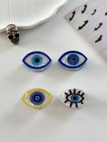 4个/6个恶魔眼迷你发夹，几何形状（圆形、椭圆形），适用于刘海、额头、侧边，女士派对配饰，优雅时尚爪夹，节日必备发饰 - 多色 - 查看 11