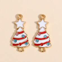 10 Pieces Of Mixed Cartoon Oil-Dripping Christmas Tree Pendants, DIY Jewelry Making And Decorative Pendants, Suitable For Making Earrings, Necklaces, Christmas Party Jewelry Gifts