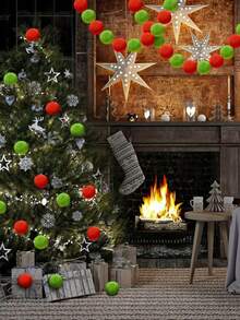 10 pièces Boules de Noël floconneuses avec lutins, boules de Noël vertes, décorations de Noël à suspendre, pompons en fausse fourrure, convient pour les fêtes de Noël, la décoration de rampe