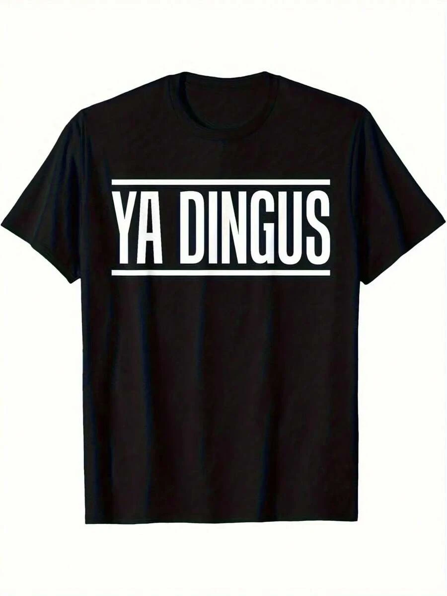 Men'S "Ya Dingus" Funny T-Shirt - Casual Crew Neck, Short Sleeve, Lightweight & Breathable, Perfect For Outdoor Activities, Hiking, And Casual Attire, Outdoor Tshirt| Humorous Tshirt| Comfortable Fit - 黑色 - 查看 1