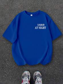 Teen Boy Casual, Simple And Fashionable Street Van Gogh Starry Night Art Pattern Printing Round Neck Short Sleeve Pullover T-Shirt Sports Short Sleeves. Suitable For Summer Wear. - Blue - View 2