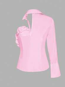 Blusa de moda para mujer con elegante decoración de flor 3D