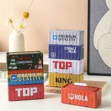 Contenedor de metal mini de 11,5 cm de largo, caja de almacenamiento de estilo industrial retro para oficina, organizador de hogar creativo