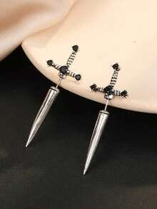 2pcs Vintage Exaggerated Earrings, Punk Gothic Style Earrings, Daily Party Jewelry