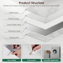 10 Stücke Meoky Instant Abzieh- und Klebebare Europäische Luxus Marmor Wandpaneele, 30*30 cm, 3D Optik Vinyl, abnehmbar, zuschneidbar, spritzwassergeschützt und leicht zu reinigen, geeignet für Schlafzimmer, Wohnzimmer, Bar, Restaurant, Dusche Dekor Tapete, Küchen Renovierung Aufkleber, Wand Dekor Paneele für Zuhause