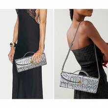 Women's Woven Wallet Evening Clutch Woven Leather And Suede Handbag Crossbody Bag Suede Wallet Formal Evening Bag - 斯特林.蟒蛇 - 查看 2