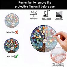 1pc, Colorful Glass Window Hanging, Colorful Life Tree Light Catcher, Used For Window Courtyard Garden Porch Decoration, Room Hanging Decoration, Gifts For Ladies, Men, Wives, Aunties And Mothers, Christmas Decoration, 2D