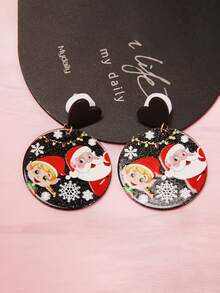 1 Pair Popular Christmas Series Santa Claus Acrylic Earrings