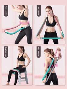 1 件全新升级软管静音弹簧瑜伽健身瘦身瘦腹瘦腰女士健身运动器材加重软弹簧可折叠设计人体工学脊椎保护用于核心锻炼腰部调理女士健身可折叠腰环可折叠加重软弹簧环，