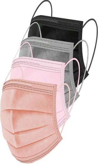 ZIYE 100 Pcs Multicolor Disposable Face Masks, Breathable Mask 3 Layer With Nose Clip Elastic Earloop 4Color