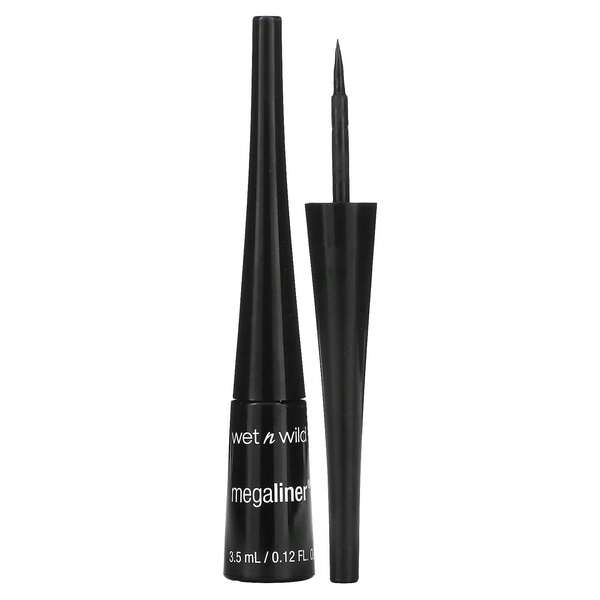 Wet N Wild MegaLiner, Liquid Eyeliner, Black, 0.12 Fl Oz (3.5 Ml)