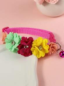 1pc Fashionable Fabric Faux Rose Flower Cute Adjustable Bell Collar For Small Pets, Decoration For Happy Cats And Dogs - Multicolor - View 10