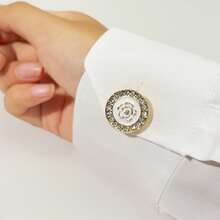 2pcs Round Shirt Button Covers, Elegant Decorative Cufflinks, Rhinestone Rose Decoration. These Exquisite Button Covers Are Suitable For Men's And Women's Shirts And Can Be Worn In Just 3 Seconds. They Are The Perfect Choice For Holiday And Birthday Gifts.