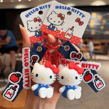 1 chiếc dây đeo cổ tay bằng vải denim thêu họa tiết Hello Kitty tinh tế của MINISO X, có thể dùng làm phụ kiện trang trí túi xách hoặc móc khóa, món quà sinh nhật hoàn hảo. - Nhiều màu - Xem 5