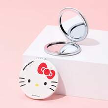 Miniso Hello Kitty Classic Double-Sided Folding Pocket Mirror - Round, Red Bow, High-Definition Mirror, Lightweight And Portable, Essential For Outings (1 Piece) - Red and White - View 3