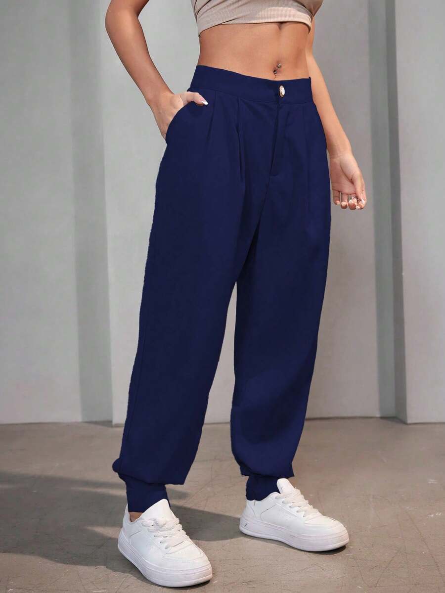 A&DD MODA, REF: AS-1349 Women's Casual Pants, High Waist, Comfortable, Casual Look, Fashion Style, Versatile Piece, High Waist Women's Pants, Elegant Fit, Everyday Pants, Comfort And Style, Sophisticated Look, Modern Pants, Women's Casual Piece, Impeccable Fit, Versatile Women's Pants, Contemporary Design, Elegant Casual Look. - Màu xanh hải quân - Xem 1