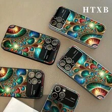 Teléfono con patrón dorado de colores electrochapado | Ventana grande esmerilada AG 2 en 1 17 17 Pro 17 Pro 16 Pro 16 Pro 16 Plus 16 15 Pro 15 Pro 15 Plus 15 14 Pro 14 Pro 14 Plus 14 13 Pro 13 Pro 13 12 Pro 12 Pro 12 Series - Plateado - Ver 6