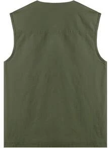 Men's Casual Outdoor Cotton Vest Lightweight Breathable Multi-Pocket Fishing Travel Vests OutwearChristmas IQWV - 03-綠色 - 查看 11