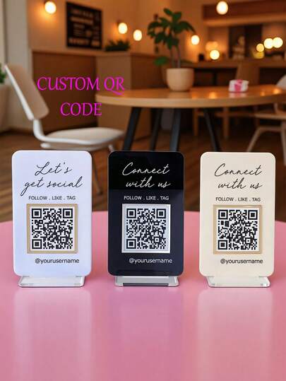 1 PC Custom QR Code And Text Logo, Personalized Business Review Logo, Minimalist Business Logo, Acrylic Small Business Logo, Customized Business Display Logo, Personalized QR Code Social Media Logo, Customized Menu Display Logo, Personalized Social Media Plaque
