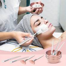 12 piezas de suministros de belleza, set de brochas para mascarilla - herramientas de brochas para mascarilla, 4 tazones de mascarilla en color oro rosa, 4 brochas en forma de abanico para mascarilla, 4 brochas, suministros de belleza, cuidado de la piel y facial DIY