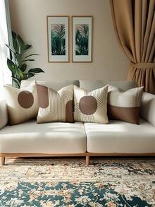 4pcs Modern Minimalist Line Style Pillow Covers, Bohemian Line Throw Pillow Cases, Zippered, Washable, Home Decor, Sofa Decorative Cushion Covers, Suitable For Bedroom, Living Room, Sofa, Car, Chair Lumbar Pillow, Outdoor Patio Camping Mat Covers, No Pillow Insert