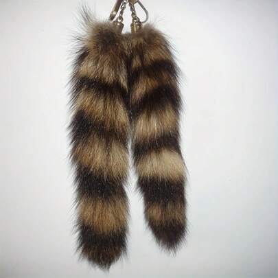 Raccoon Tail Fur Pendant Keychain
