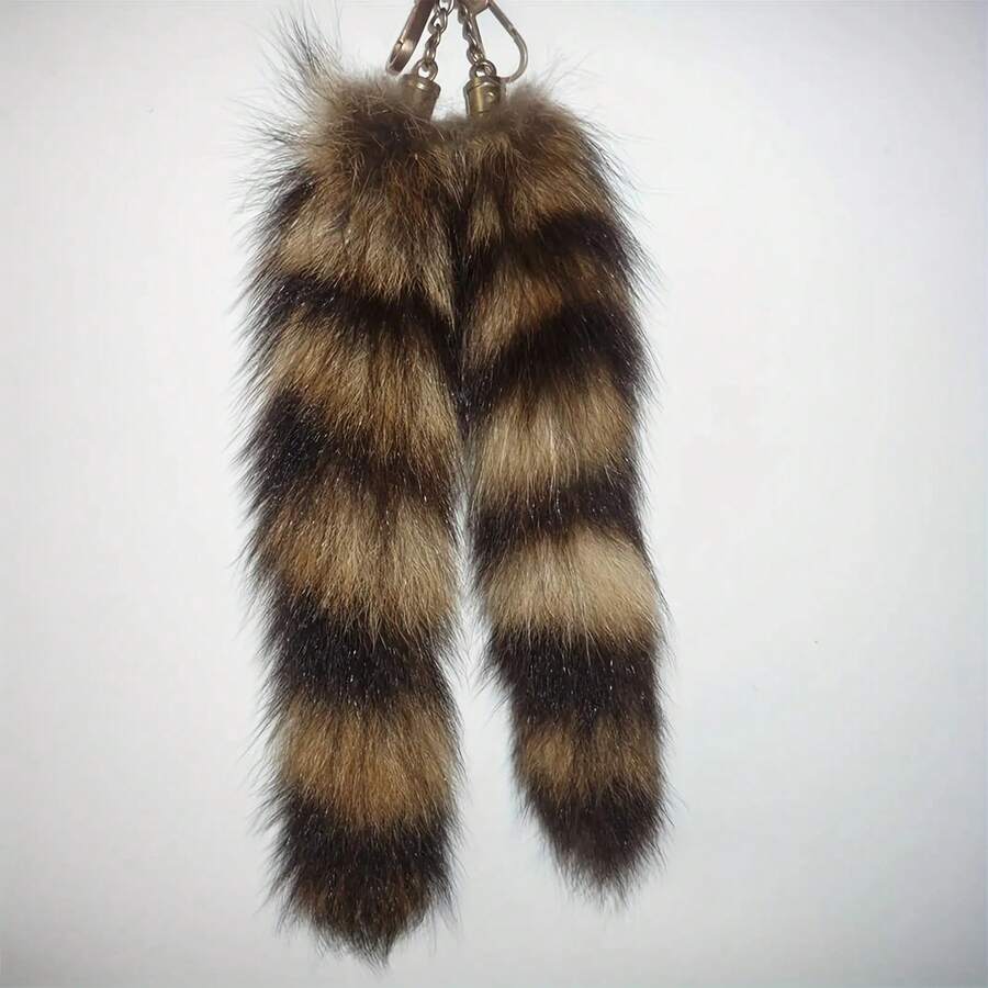 Raccoon Tail Fur Pendant Keychain - Raccoon Tail Pendant - View 1
