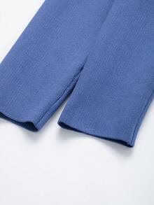 V-Neck Solid Color Casual Knit Sweater With Metal Buttons, Suitable For Spring/Autumn/Winter - Royal Blue - View 5