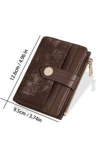 Baellerry 1pc Women Short Wallet Fashion Multi-Card Slots Zipper Coin Purse Contrast Color Card Holder For Women Money Wallet Mini Wallet Purse Wallet Fall Autumn Small Wallet For Men Men Wallet Leather - Coffee - View 6