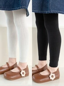 2pcs/Set Soft Toddler Girls' Leggings, Suitable For Newborns And Toddlers