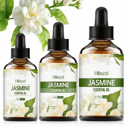  Hllozzi 30ml/60ml/100ml Romantic Jasmine Essential Oil, - Multipurpose Aromatherapy Oil For Diffusers, Humidifiers, Aromatherapy Burners, Candle Making, Room Sprays And Air Fresheners - Jasmine Plant Extract