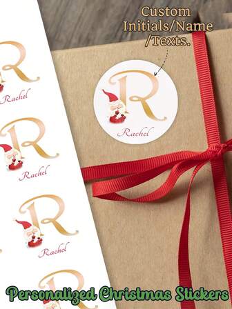 12/24/48/60pcs Personalized Christmas Stickers, Custom Christmas Santa Claus Letter Gift Label, Happy Holiday Label, Easy Peel Sticker, Christmas Greeting, Small Dim Sum Packaging Bag Stickers Custom Text, Holiday Decorations, Holiday Envelope Stickers