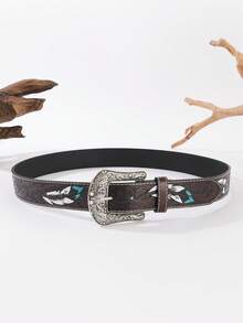 Western Cowboy Vintage Style Belt, Suitable For Dresses - Brown - View 3
