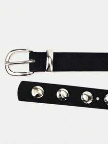 1pc Women's Belt, Western Style Gothic Punk Rivet Metal Studded Black PU Leather Belt, Suitable For Maxi Dresses, Jeans, Bohemian Y2K Fashion, Street Style, Music Festivals, Parties, Graduation, Halloween, Christmas - Black Rivets - View 5