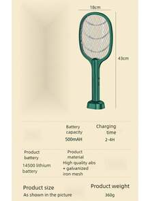 OBOVAY 2pcs Electric Mosquito Swatter, 2-In-1 UV Mosquito Killer Racket, USB Rechargeable Electric Fly Swatter With Charging Base, Effective Indoor And Outdoor, 500mAh - Random Color - View 3