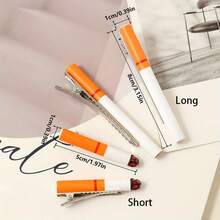 2PCS Fun Imitation Cigarette Hairpins-Hip Hop Style Contrast Bangs & Side Clips, Lightweight Plastic Novelty Hairpins For Party, Birthday, Casual Dress Up, Funny Hairpins, Party Accessories, Fashion Accessories, Must-Have For Party People, European And American Street Sweet Cool Style, Long Short Cigarette Design,Fall,Hair,Hair Accessories,Hair Accessories For Women,Travel,Hair Accessory,Hair Accessories Women,Hair Tools,Hair Stuff,Stuff,Beauty Accessories,Gifts,Travel,Gifts For Women,Hair Stuff,Stocking Stuffers