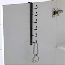 No-Drill Shelf Mug Hanger – Under Cabinet Coffee Cup Holder With 6 Hooks, Multi-Purpose Hanging Rack For Utensils, Keys, Scarves, Ties & Belts, Space Saving Kitchen Storage Organizer For Home Use - 黑色 - 查看 9
