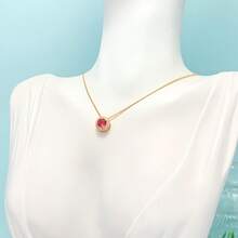 Fashion Women's Necklace, Colorful Round Pendant Inlaid With Imported Zirconia, 925 Silver Or 18K Gold Plated - Rosa vermelha (ouro) - 查看 2