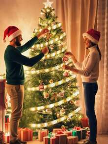 1pc Christmas Ribbon Light, LED Glowing Ribbon Light, Available In Multiple Sizes Gold Fairy Lights, Suitable For Christmas Tree, New Year Decoration, Holiday Celebration, Party Decor And Outdoor Porch LightingHalloween Decor Christmas Decoration Thanksgiving Wedding Home Decor Home Decor Fall Decor Autumn Decor Birthday Decorations For Gifts Party Supplies Indoor Outdoor Garden Holiday Festival Decor Wall Decor Halloween Ornamentschristmas Decoration XMAS Decor Christmas Tree Gift Decor Thanksgiving Wedding Home Decor Home Decor Fall Decor Autumn Decor Birthday Decorations For Gifts Party Supplies Indoor Outdoor Garden Holiday Festival Decor Halloween Decor Wall Decor Halloween Ornaments - Gold - View 4