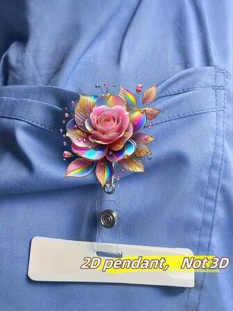 1 pieza Clip de insignia telescópico de rosa colorida - Objeto pequeño de moda DIY, Clip de metal, Fácil de colgar en forenses, Es un objeto pequeño práctico para lugares de oficina, exposiciones, escuelas, hospitales, trabajadores de oficina para resaltar sus carretes de insignia personalizados de autoensamblaje, el soporte de identificación es muy adecuado para médicos, enfermeras y personal de oficina de maestros voluntarios