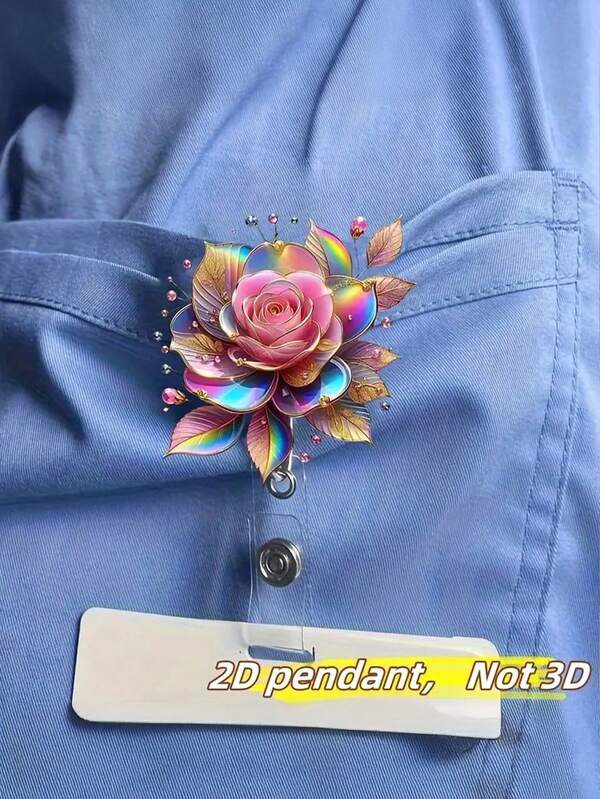 1pc Colorful Rose Telescopic Badge Clip -DIY Fashion Identity Small Object, Metal Clip, Easy To Hang Forensics, Is A Practical Small Object For Office Places, Exhibitions, Schools, Hospitals, Office Workers To Highlight Their Personalized Badge Reels Self-Assembly,Id Badge Holder Very Suitable For Doctors, Nurses And Teachers Office Staff Volunteer Fall Badge Reel
