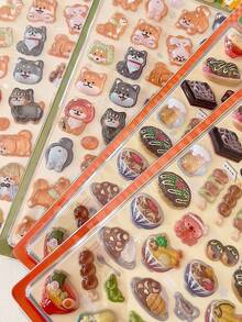 3D Japan Style Embossed Funny Acrylic Diamond Stickers, Sushi Shiba Inu DIY Decorative Stickers, Cute Embossed Stickers For Phone Decoration